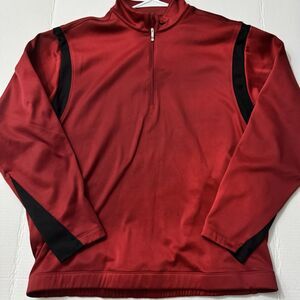 Nike Golf Men's Therma-Fit Quarter-Zip Pullover Fleece Jacket Red/Black Large